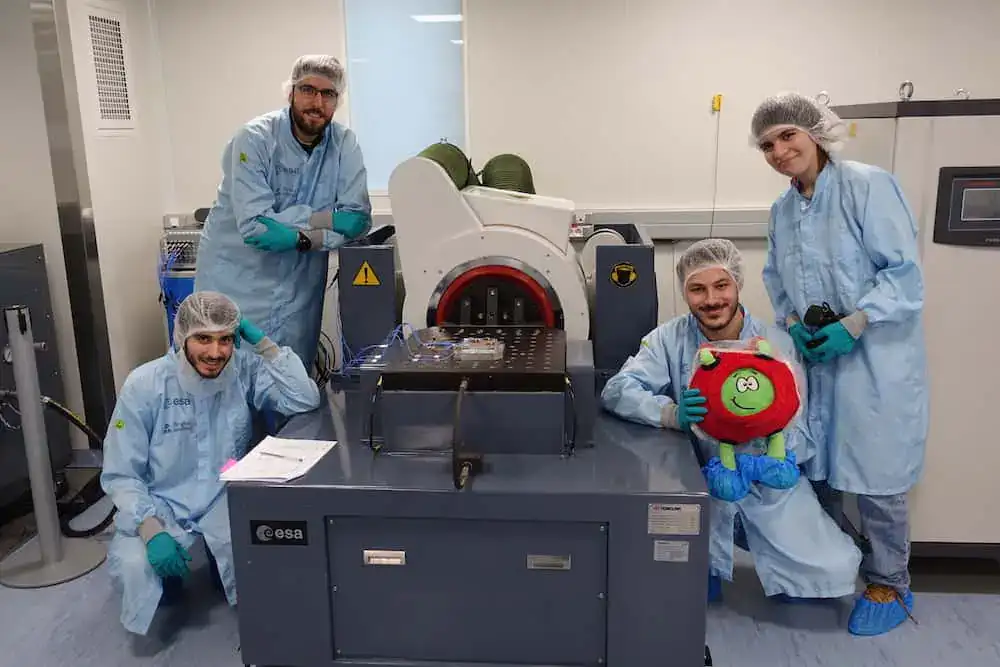 Some of the SpaceDot team members in Belgium to test the antenna deployment module